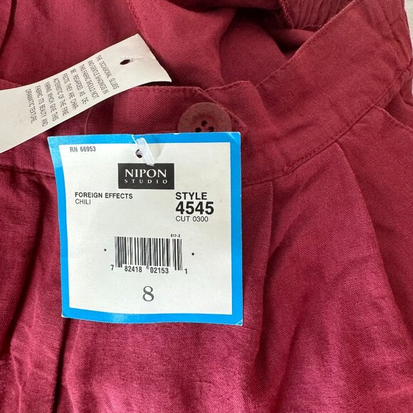 Vintage Women's Red Linen Blend Nipon Studio Pants - Picture 6 of 6